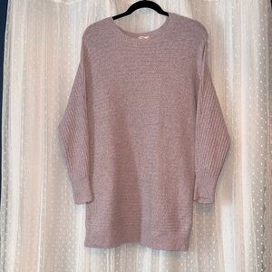 Pink Rose Cable Knit Women's Cozy Sweater in Blush size large